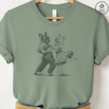 French Bulldog Frenchie Dancing T-Shirt Sage Taco-Dog