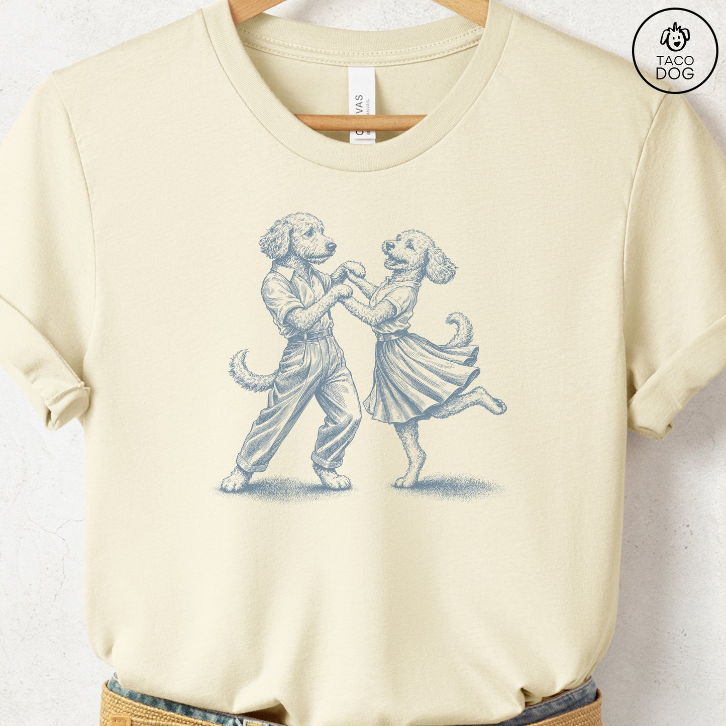 Doodle Dancing T-Shirt Natural Taco-Dog