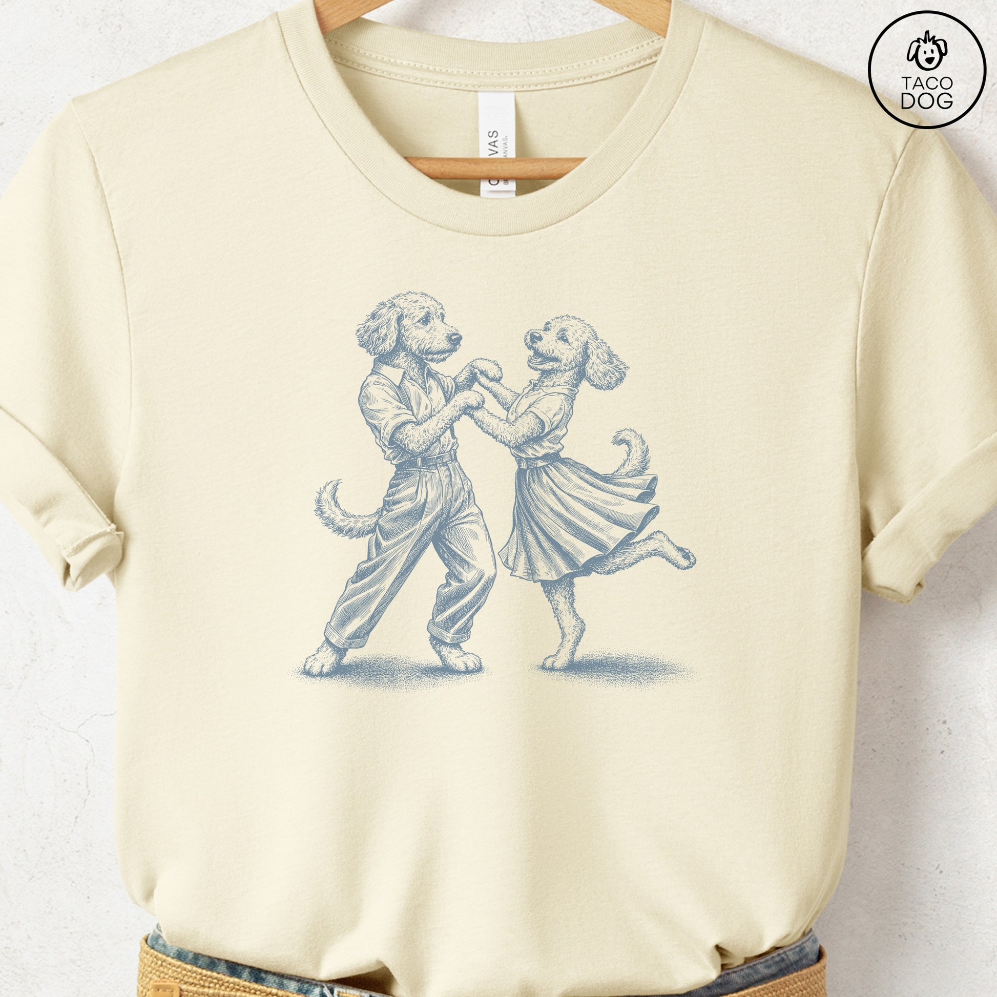 Doodle Dancing T-Shirt Natural Taco-Dog