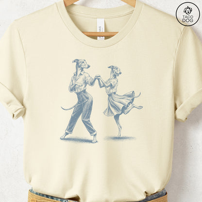 Italian Greyhound Whippet Dancing T-Shirt Natural Taco-Dog
