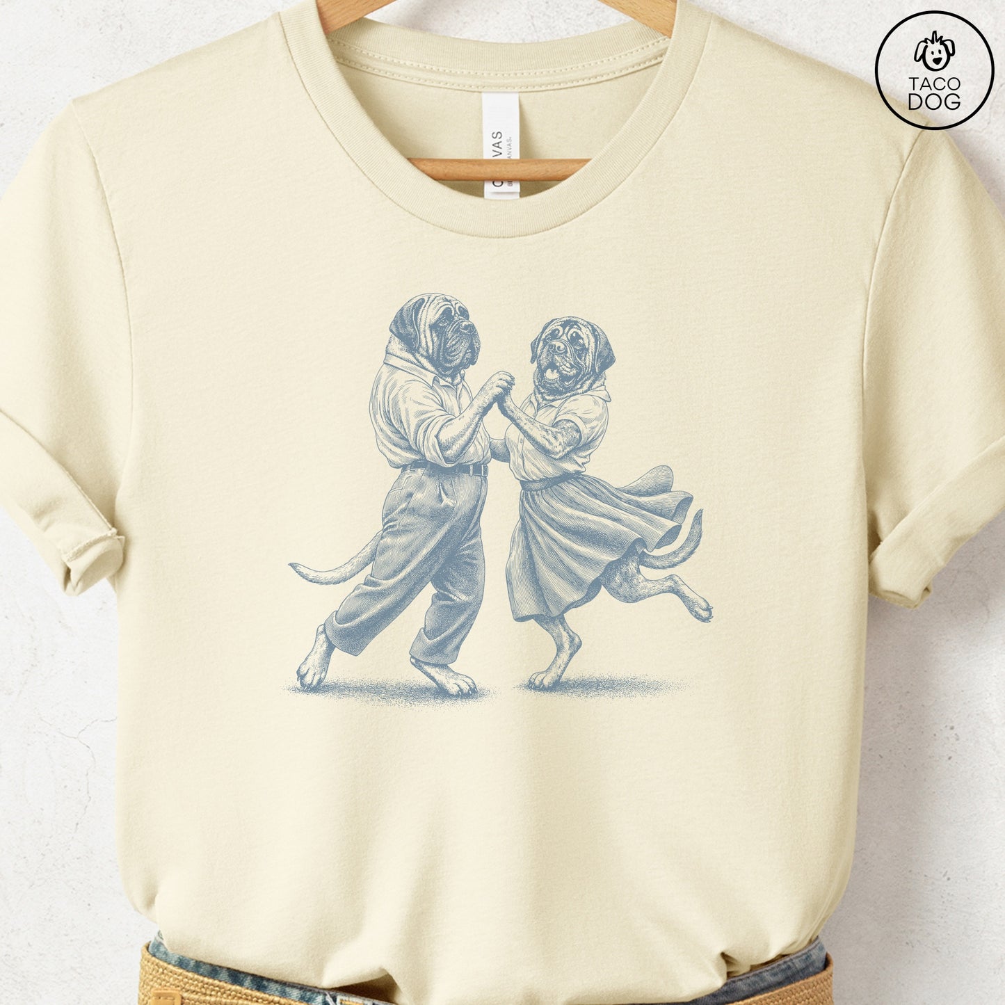 Mastiff Dancing T-Shirt Natural Taco-Dog