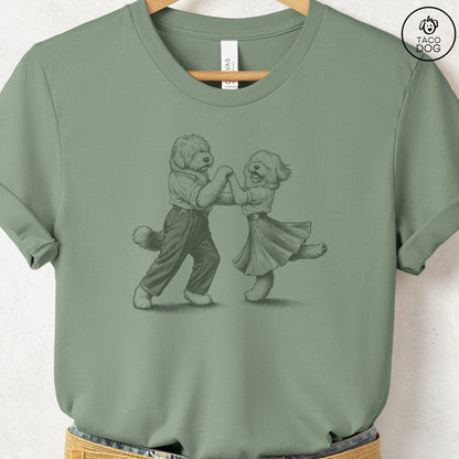 Old English Sheepdog Dancing T-Shirt Sage Taco-Dog