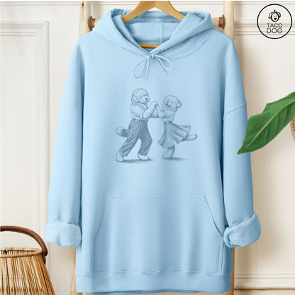 Old English Sheepdog Dancing Hoodie Light Blue Taco-Dog