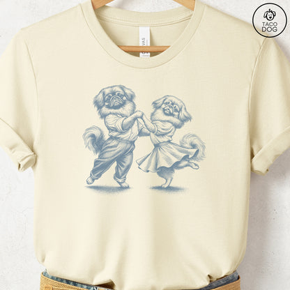 Pekingese Dancing T-Shirt Natural Taco-Dog