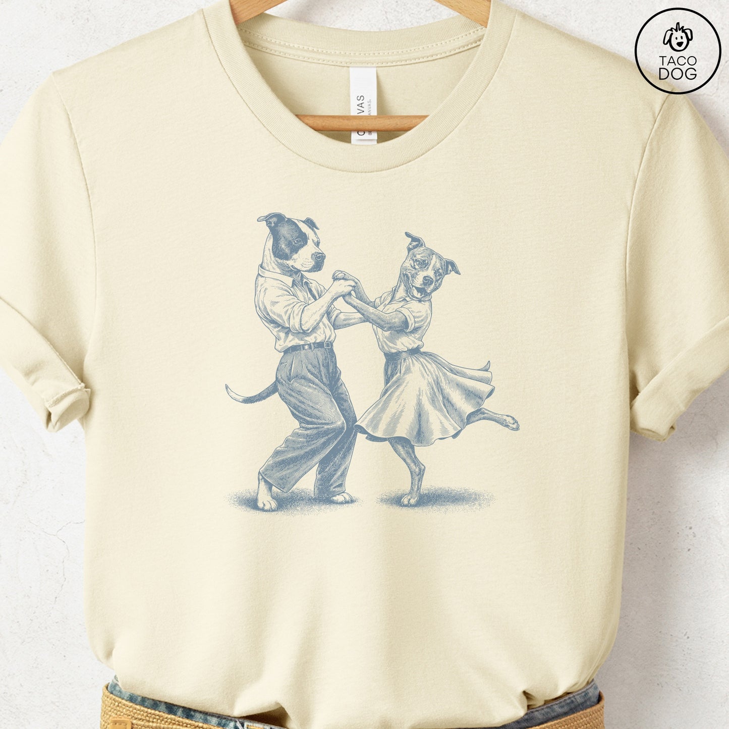 Pitbull Dancing T-Shirt Natural Taco-Dog