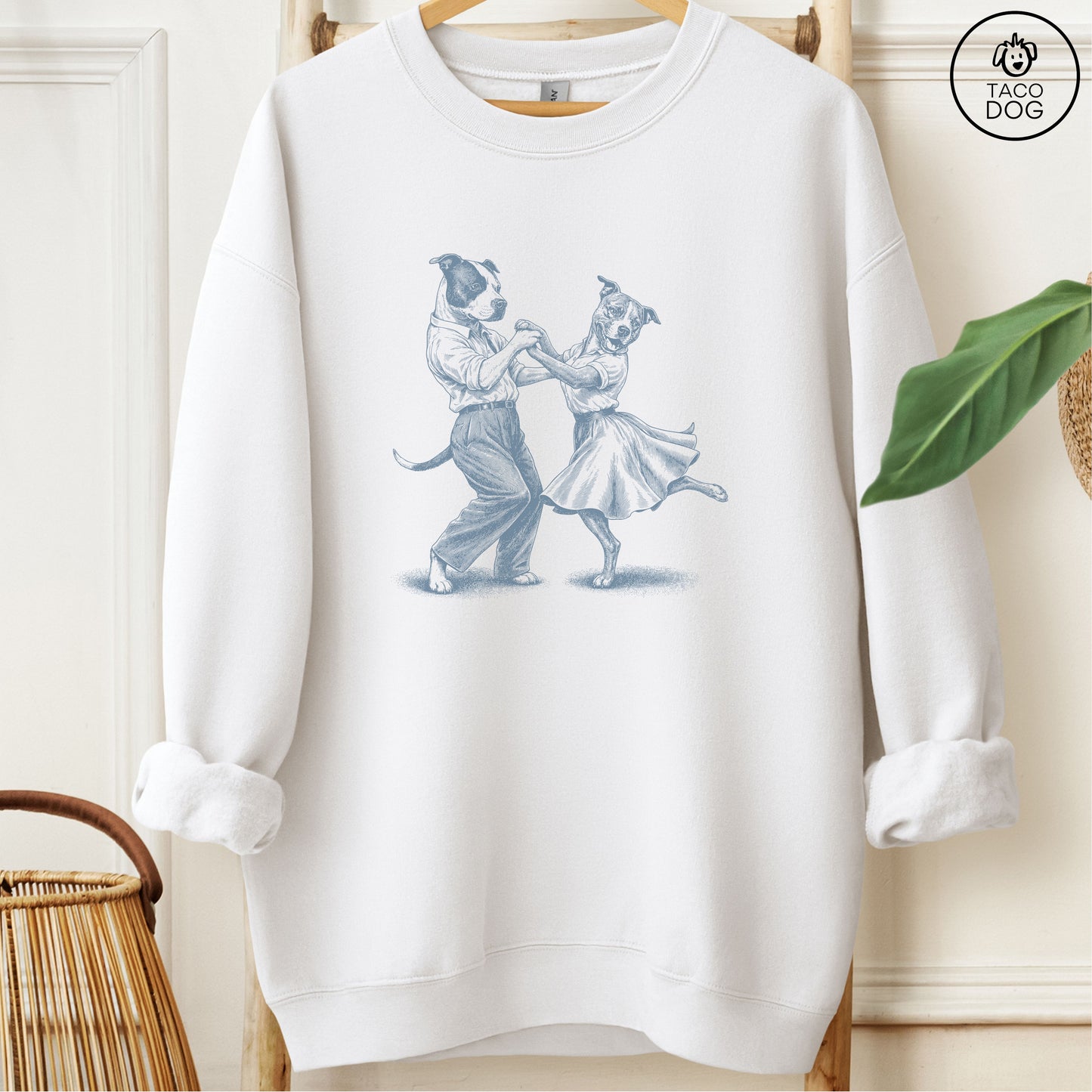 Pitbull Dancing Sweatshirt White Taco-Dog