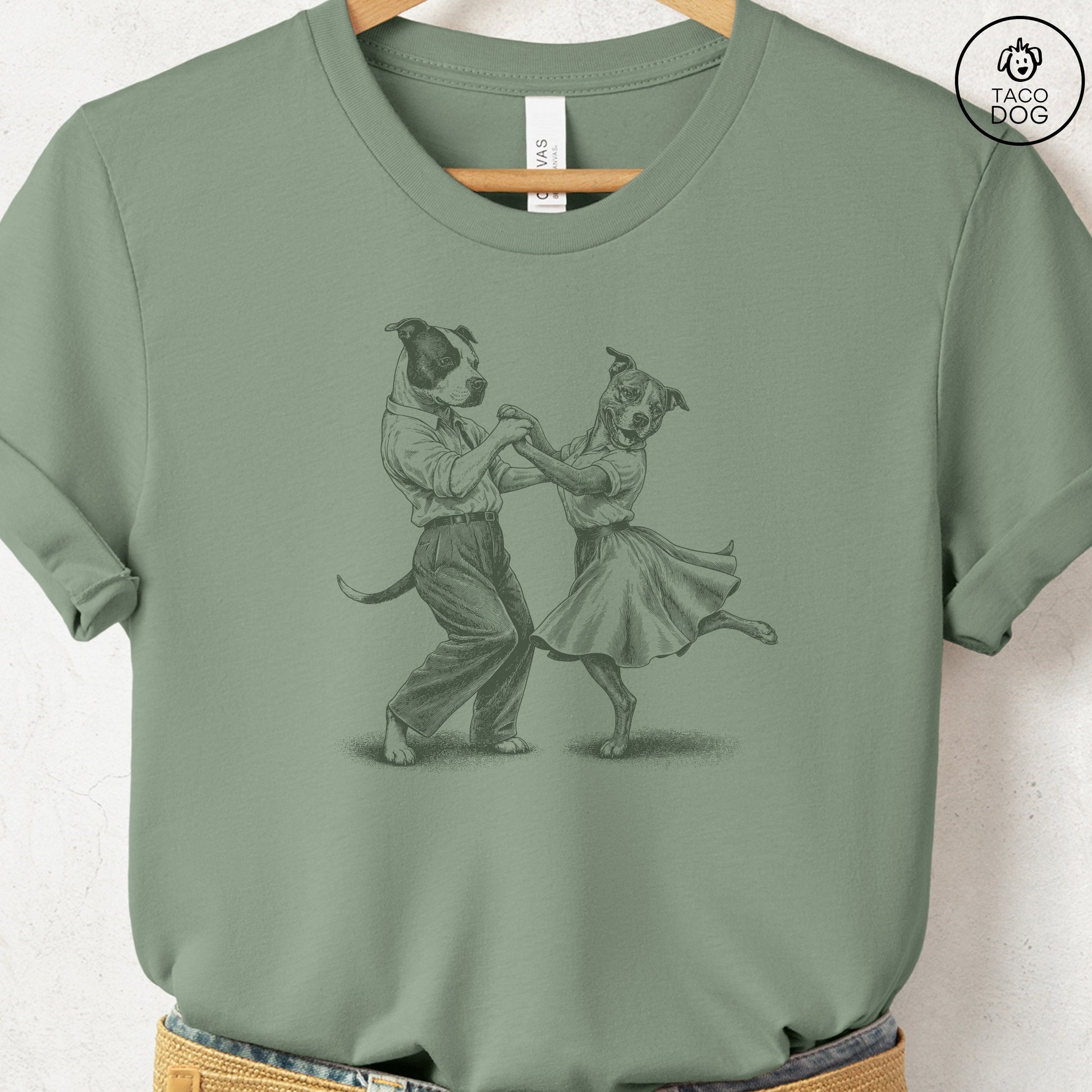 Pitbull Dancing T-Shirt Sage Taco-Dog