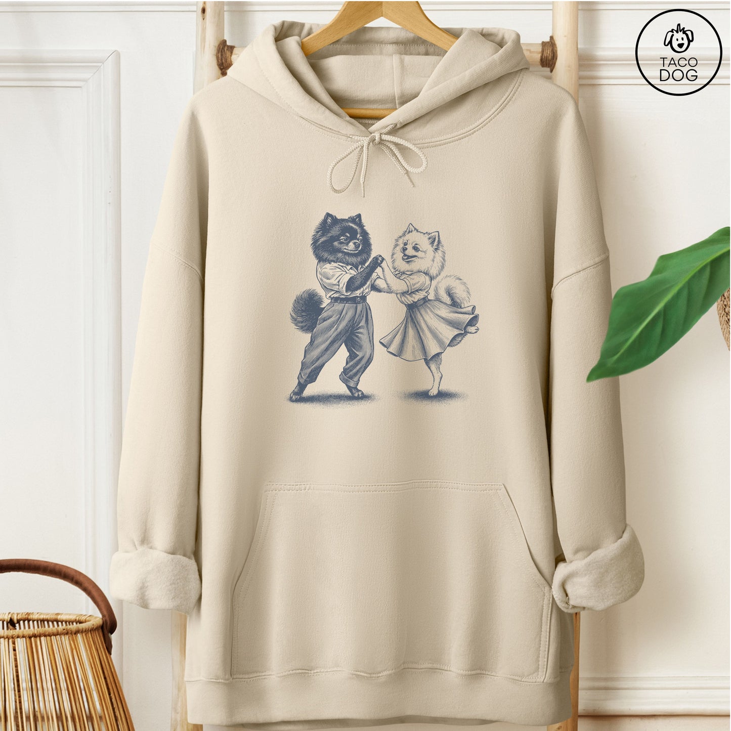 Pomeranian Dancing Hoodie Sand Taco-Dog
