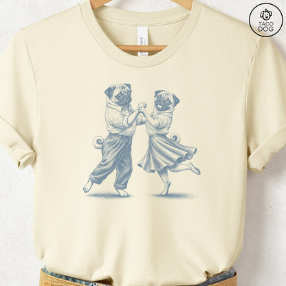 Pug Dancing T-Shirt Natural Taco-Dog