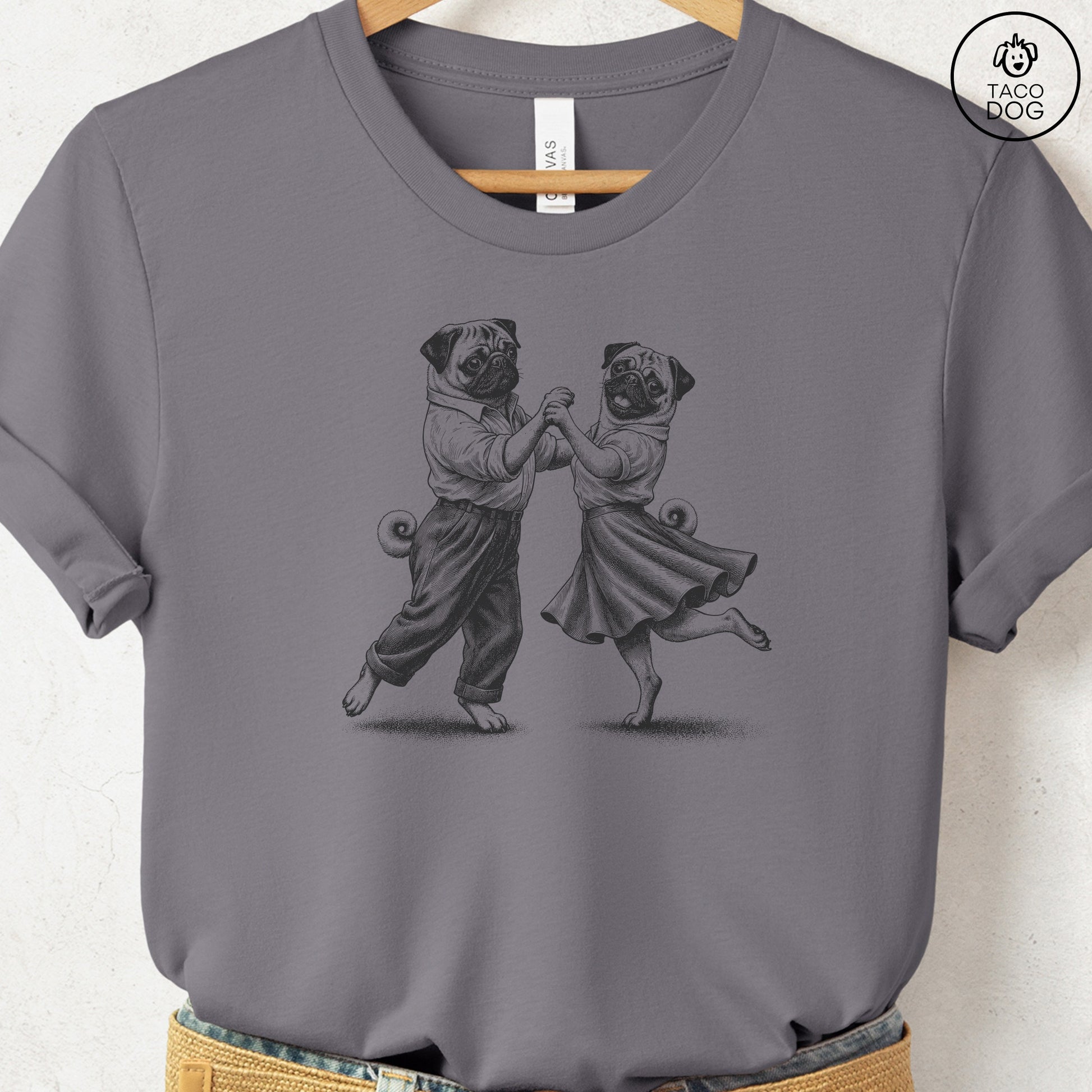 Pug Dancing T-Shirt Storm Taco-Dog