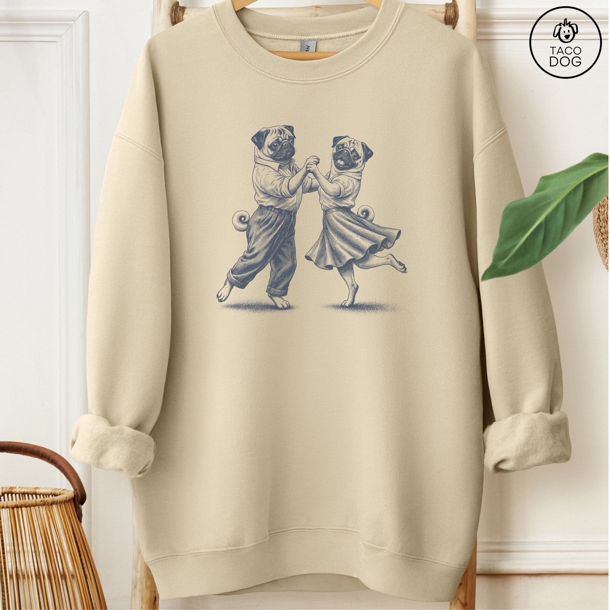 Pug Dancing Sweatshirt Sand Taco-Dog