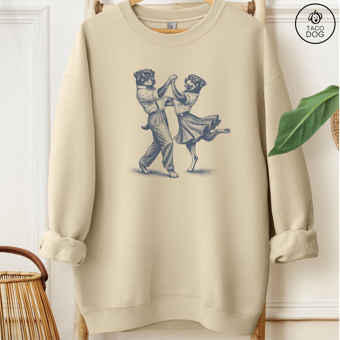 Rottweiler Dancing Sweatshirt Sand Taco-Dog
