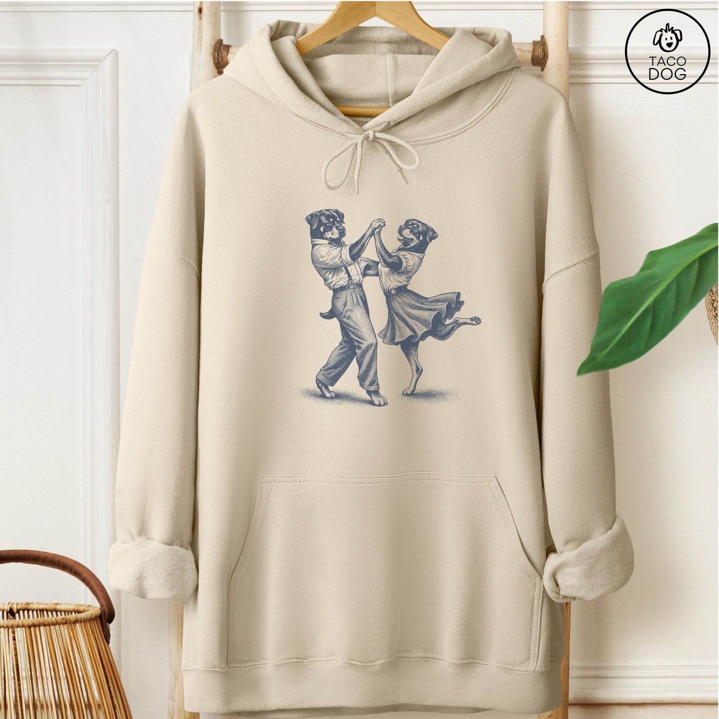 Rottweiler Dancing Hoodie Sand Taco-Dog