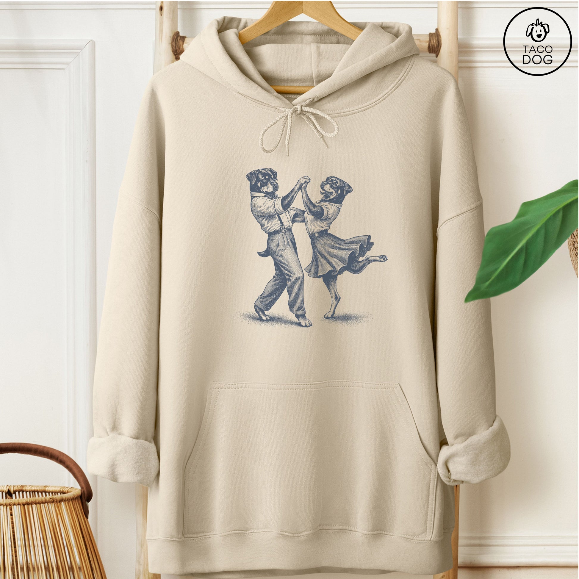 Rottweiler Dancing Hoodie Sand Taco-Dog