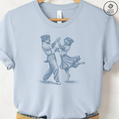 Rottweiler Dancing T-Shirt Light Blue Taco-Dog