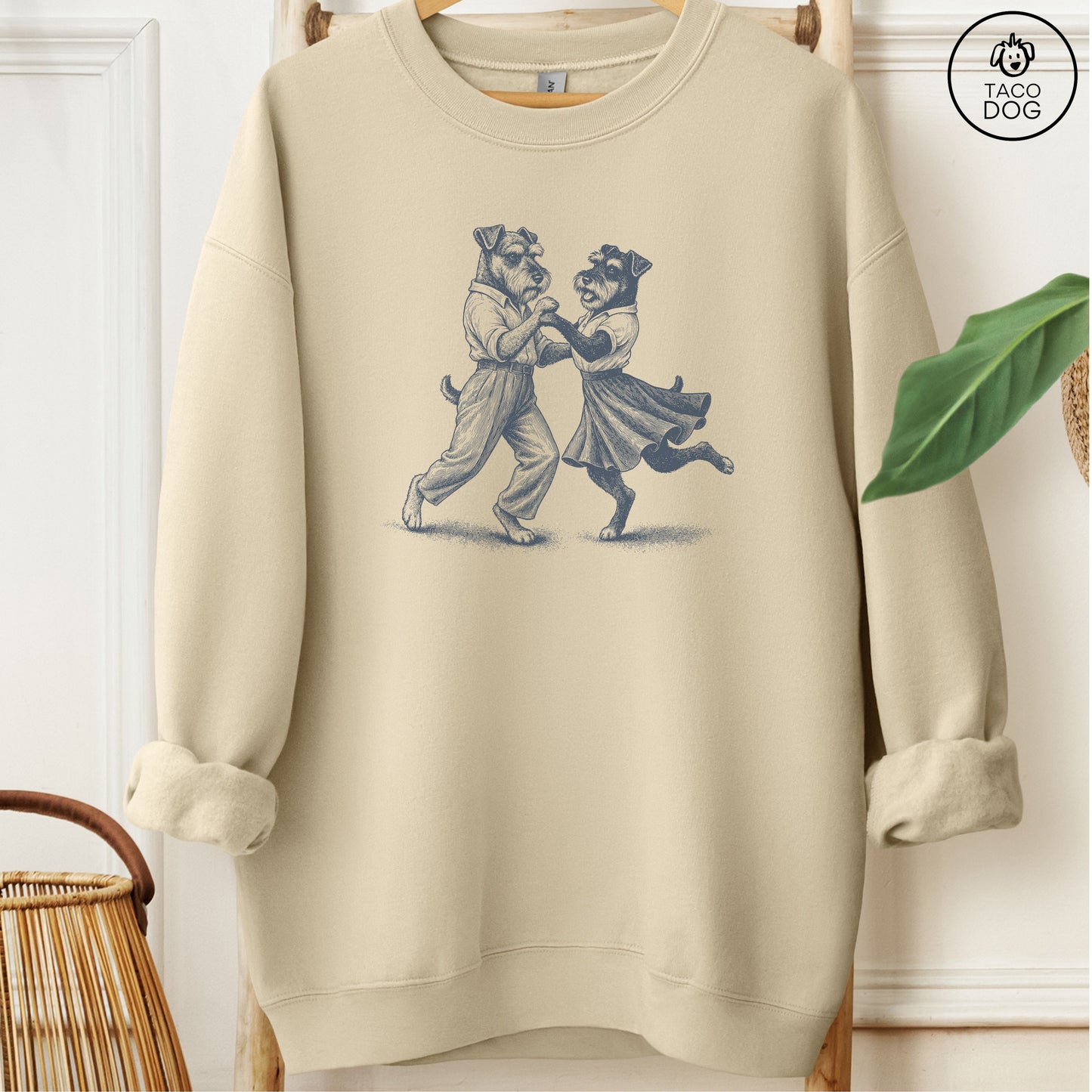 Schnauzer Dancing Sweatshirt Sand Taco-Dog