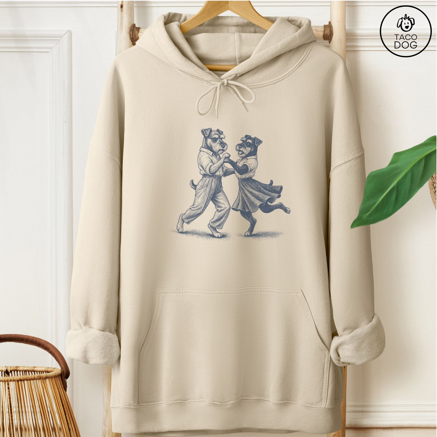 Schnauzer Dancing Hoodie Sand Taco-Dog
