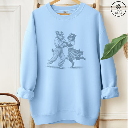 Schnauzer Dancing Sweatshirt Light Blue Taco-Dog