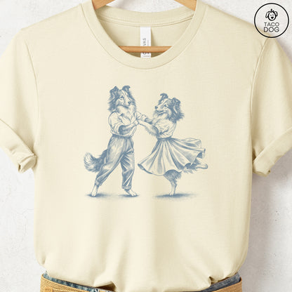 Shetland Sheepdog Dancing T-Shirt Natural Taco-Dog
