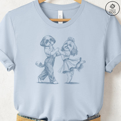 Shih Tzu Dancing T-Shirt Light Blue Taco-Dog
