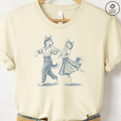 Husky Dancing T-Shirt Natural Taco-Dog