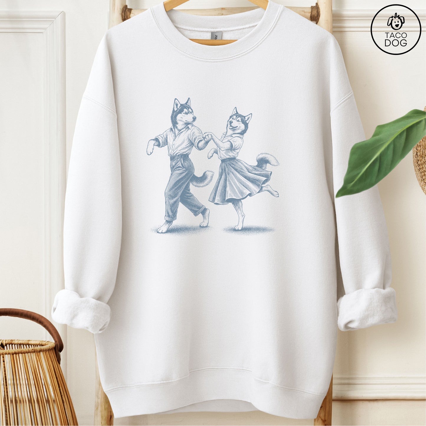 Husky Dancing Sweatshirt White Taco-Dog