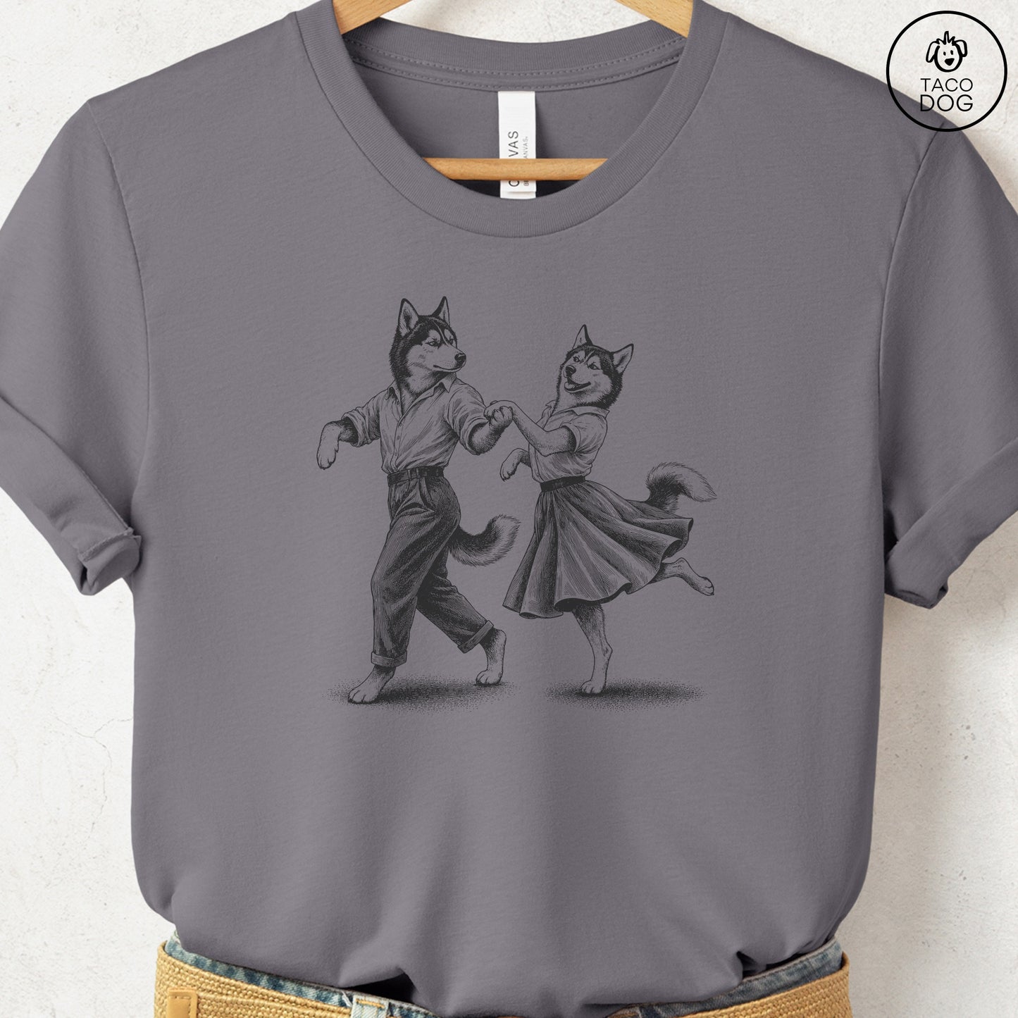 Husky Dancing T-Shirt Storm Taco-Dog