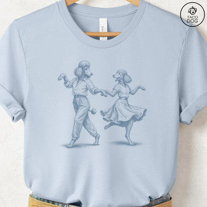 Poodle Dancing T-Shirt Light Blue Taco-Dog