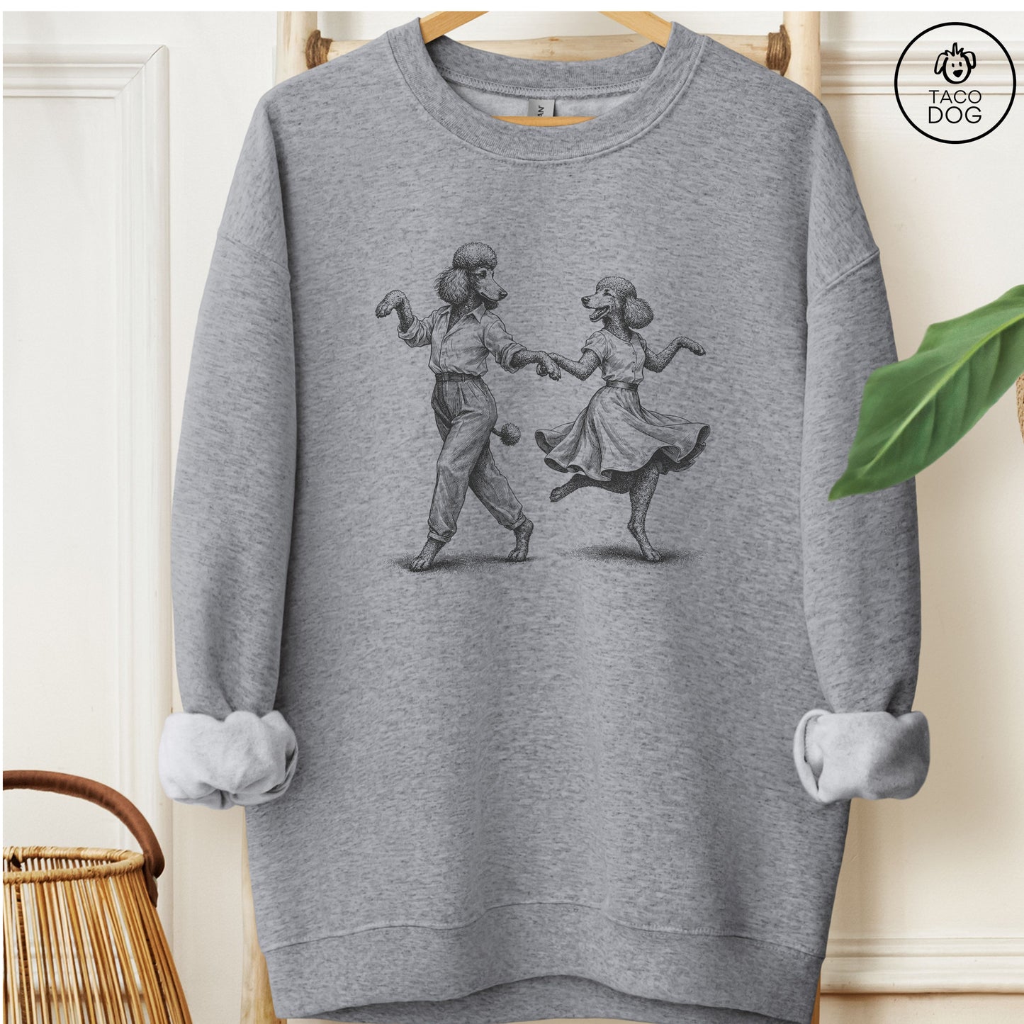 Poodle Dancing Sweatshirt Graphite Heather Taco-Dog
