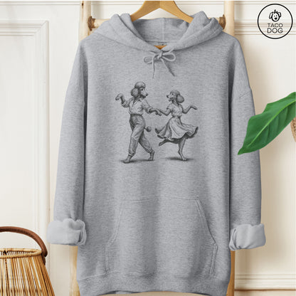 Poodle Dancing Hoodie Graphite Heather Taco-Dog