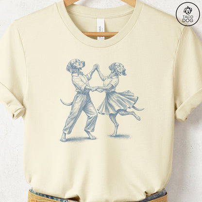 Vizsla Dancing T-Shirt Natural Taco-Dog
