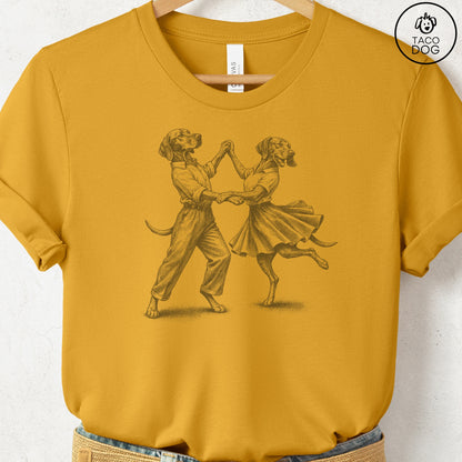 Vizsla Dancing T-Shirt Mustard Taco-Dog