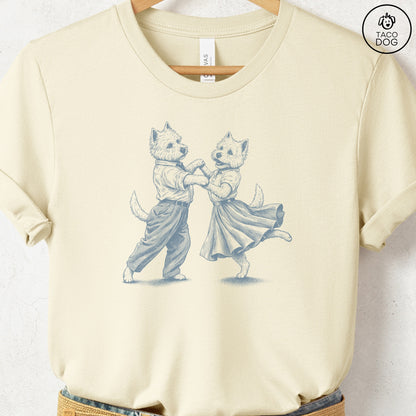 Westie Dancing T-Shirt Natural Taco-Dog