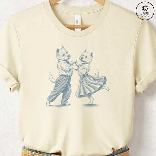 Westie Dancing T-Shirt Natural Taco-Dog