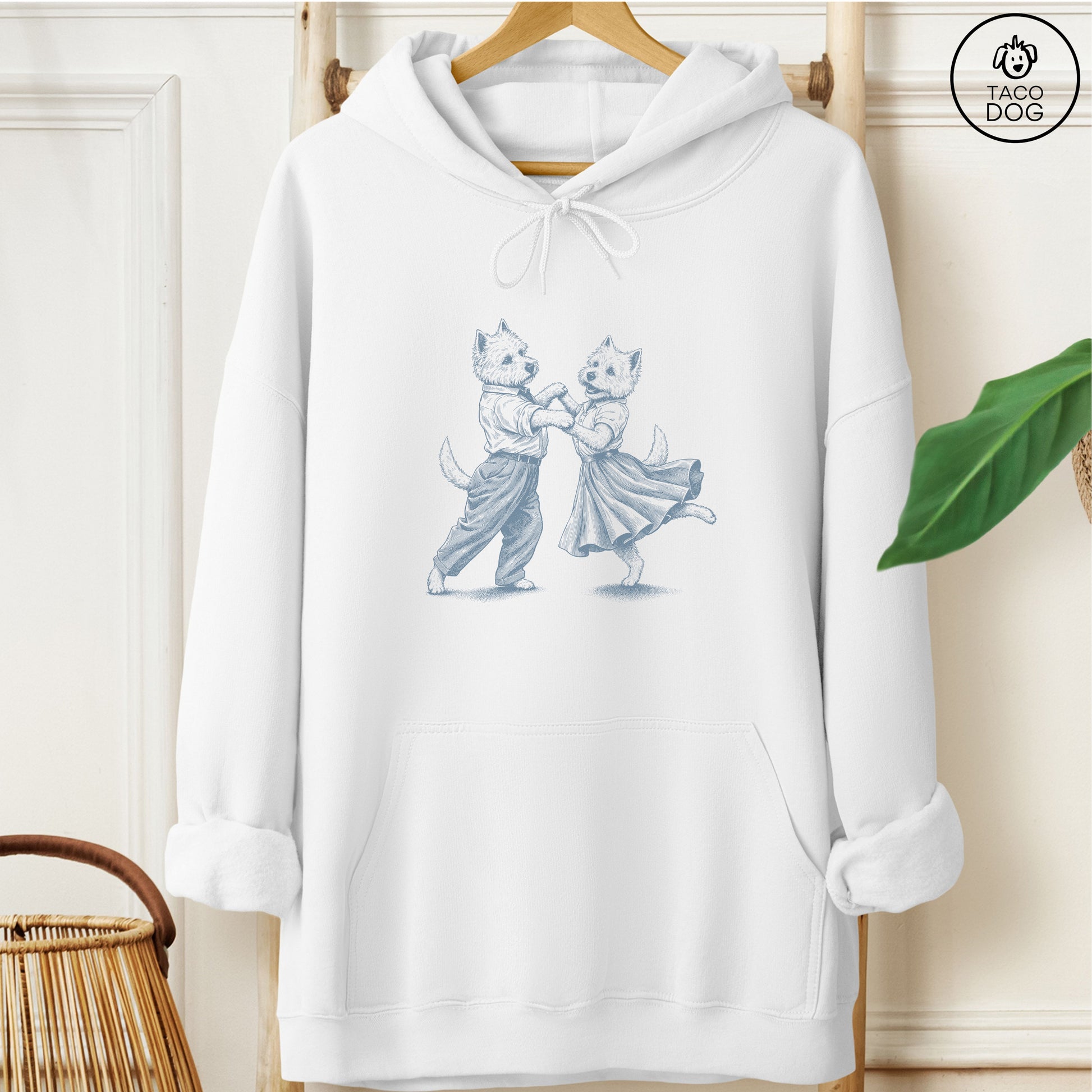 Westie Dancing Hoodie White Taco-Dog