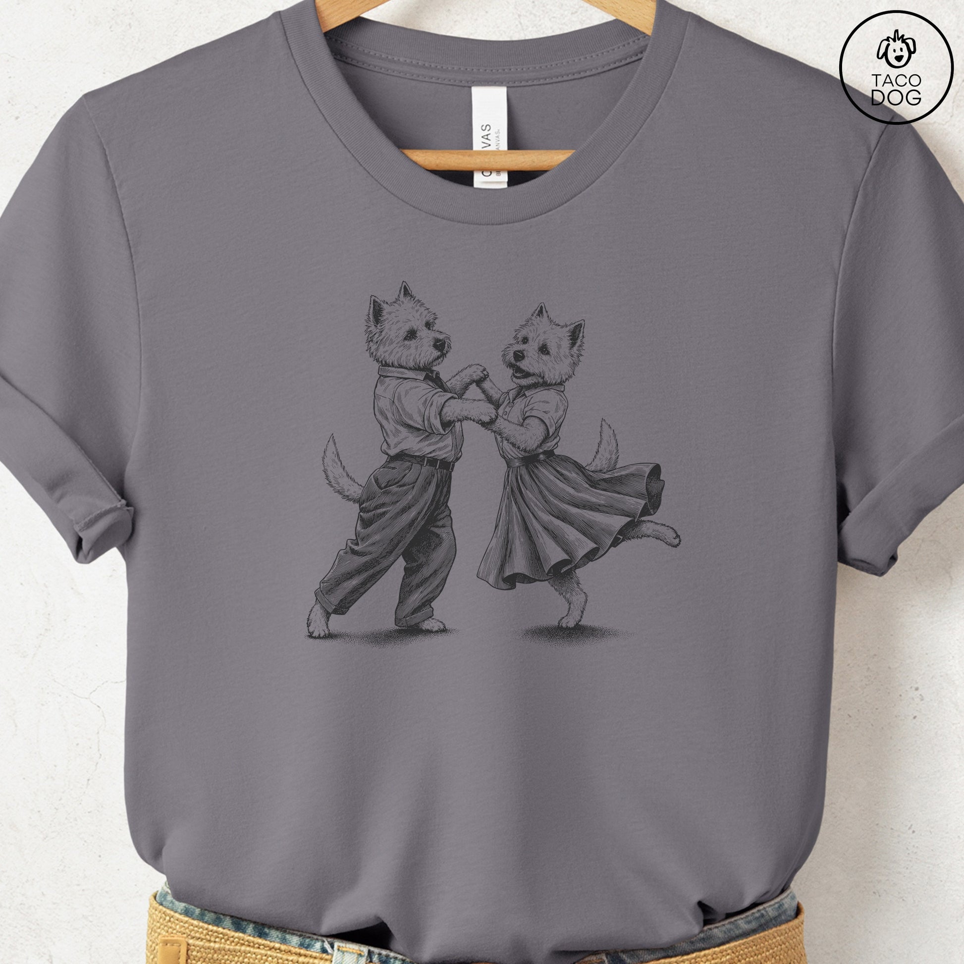 Westie Dancing T-Shirt Storm Taco-Dog