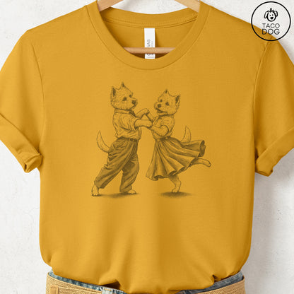 Westie Dancing T-Shirt Mustard Taco-Dog