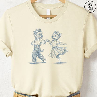 Yorkshire Terrier Yorkie Dancing T-Shirt Natural Taco-Dog