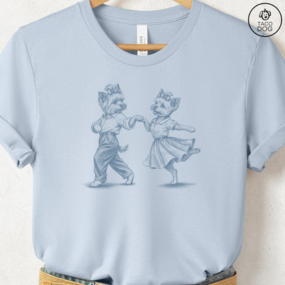 Yorkshire Terrier Yorkie Dancing T-Shirt Light Blue Taco-Dog