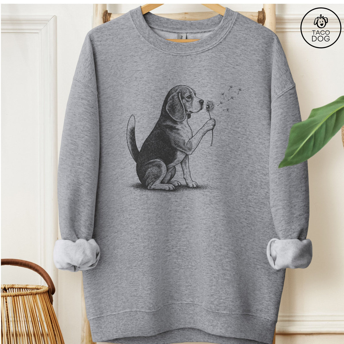 Beagle Dandelion Sweatshirt Graphite Heather Taco-Dog