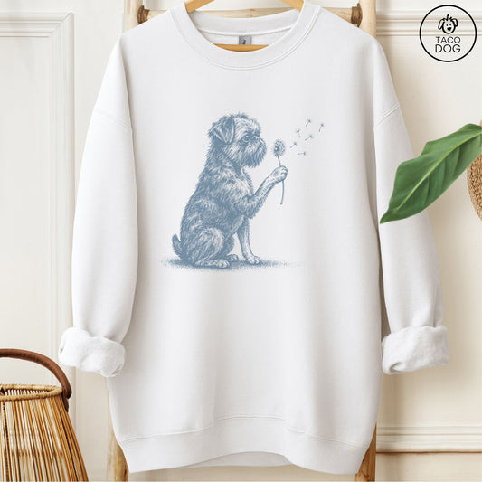 Brussels Griffon Dandelion Sweatshirt White Taco-Dog