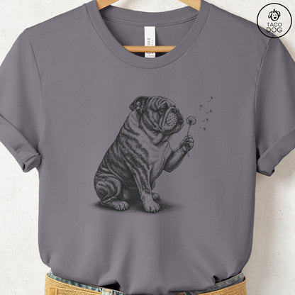 English Bulldog Dandelion T-Shirt Storm S Taco-Dog