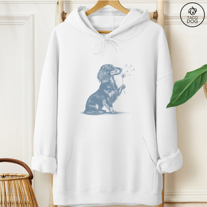 Dachshund Dandelion Hoodie White Taco-Dog