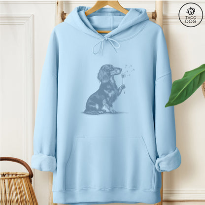 Dachshund Dandelion Hoodie Light Blue Taco-Dog