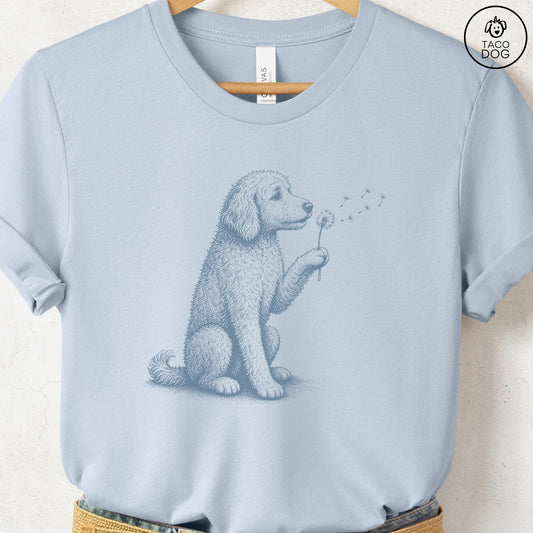 Doodle Dandelion T-Shirt Light Blue S Taco-Dog