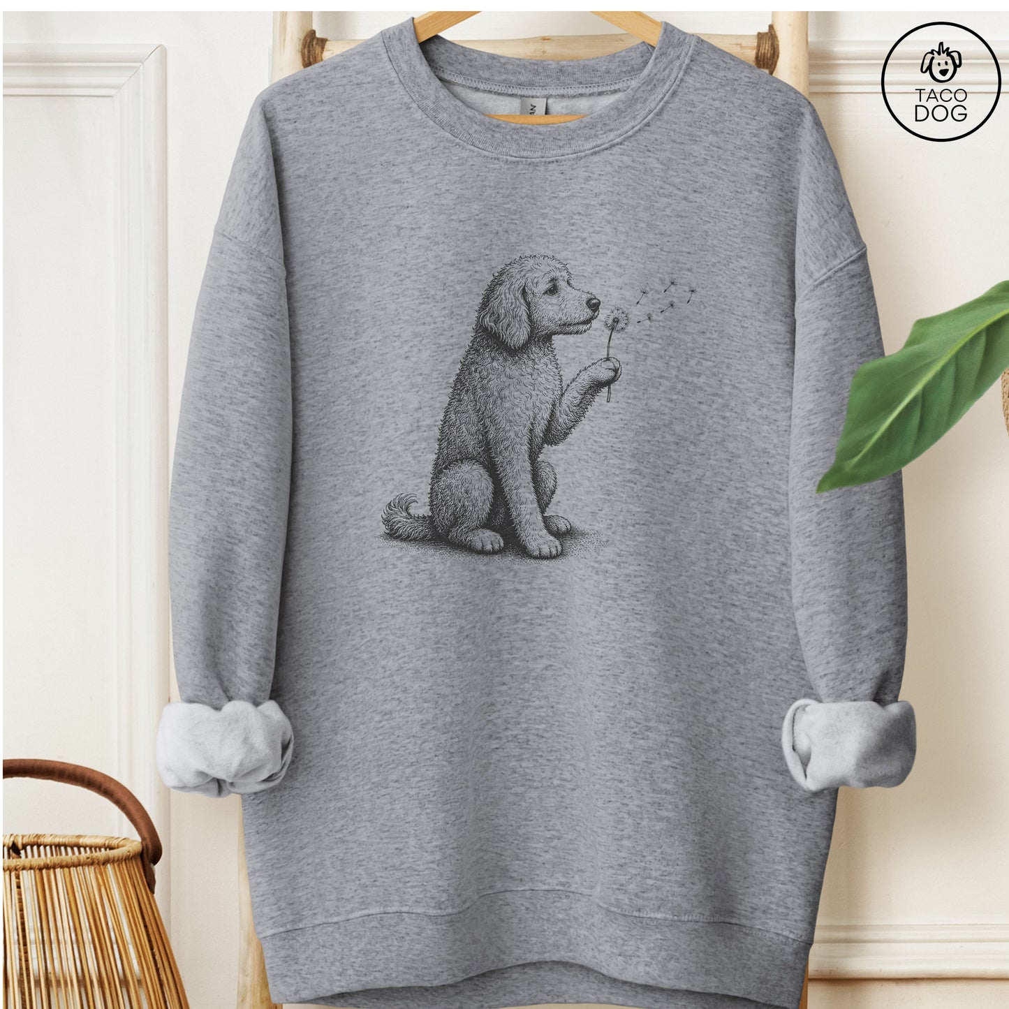 Doodle Dandelion Sweatshirt Graphite Heather Taco-Dog