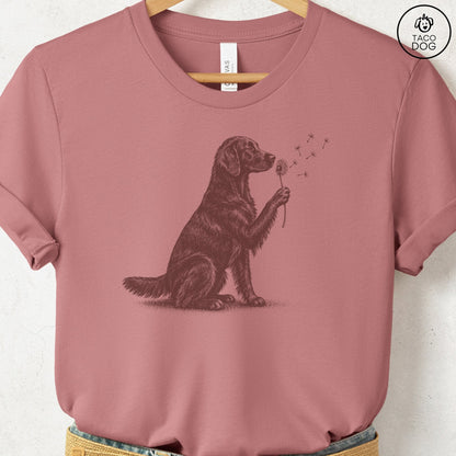 Flat-Coated Retriever Dandelion T-Shirt Heather Mauve Taco-Dog