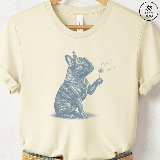 French Bulldog Frenchie Dandelion T-Shirt Natural S Taco-Dog