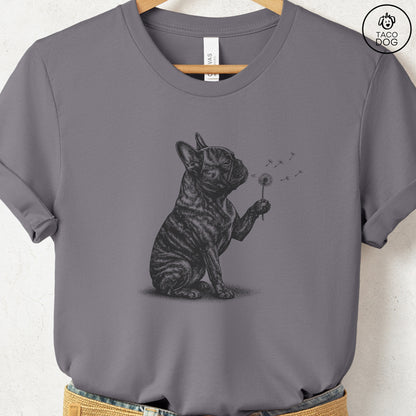 French Bulldog Frenchie Dandelion T-Shirt Storm S Taco-Dog