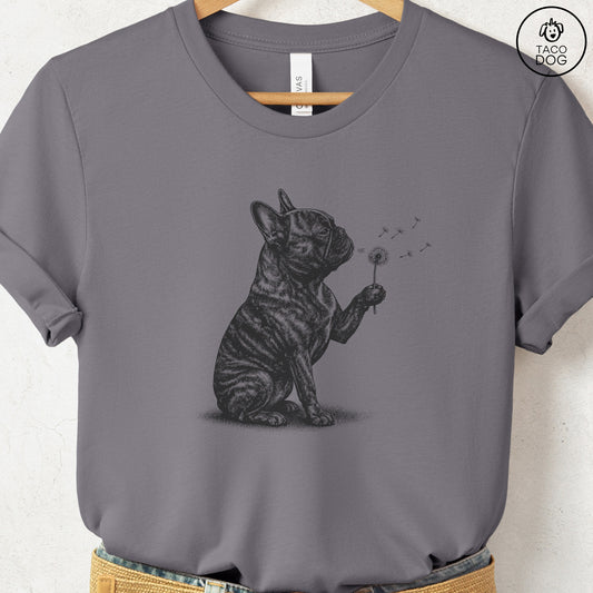 French Bulldog Frenchie Dandelion T-Shirt Storm S Taco-Dog